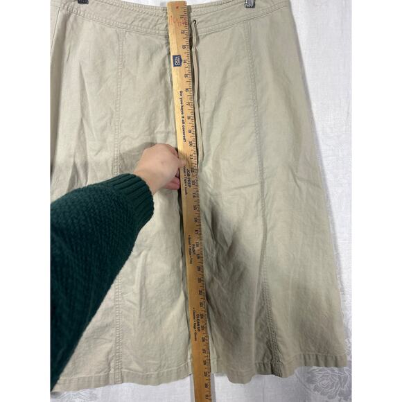 J Crew Skirt 10 Tan A Line Midi Linen Blend Y2K Vintage - Picture 5 of 11